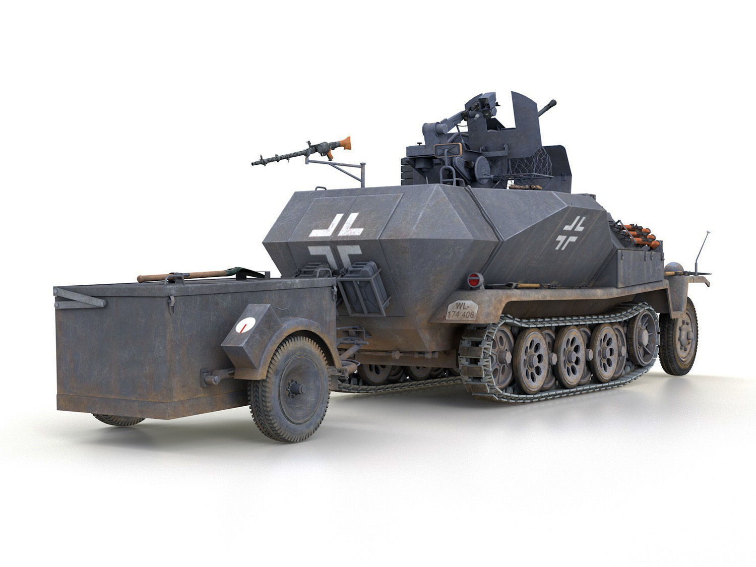 SDKFZ 251 Ausf C - Hanomag Anti-aircraft vehicle - FRHG 3D model_4