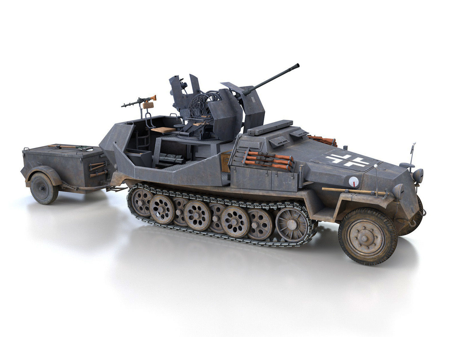 SDKFZ 251 Ausf C - Hanomag Anti-aircraft vehicle - FRHG 3D model_6