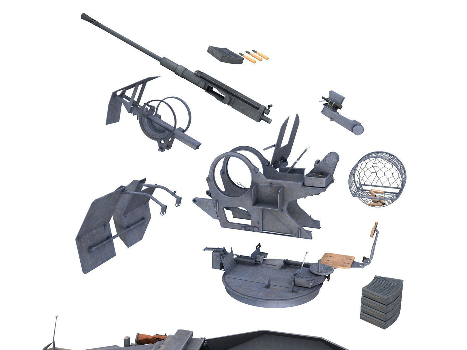 SDKFZ 251 Ausf C - Hanomag Anti-aircraft vehicle - FRHG 3D model_13