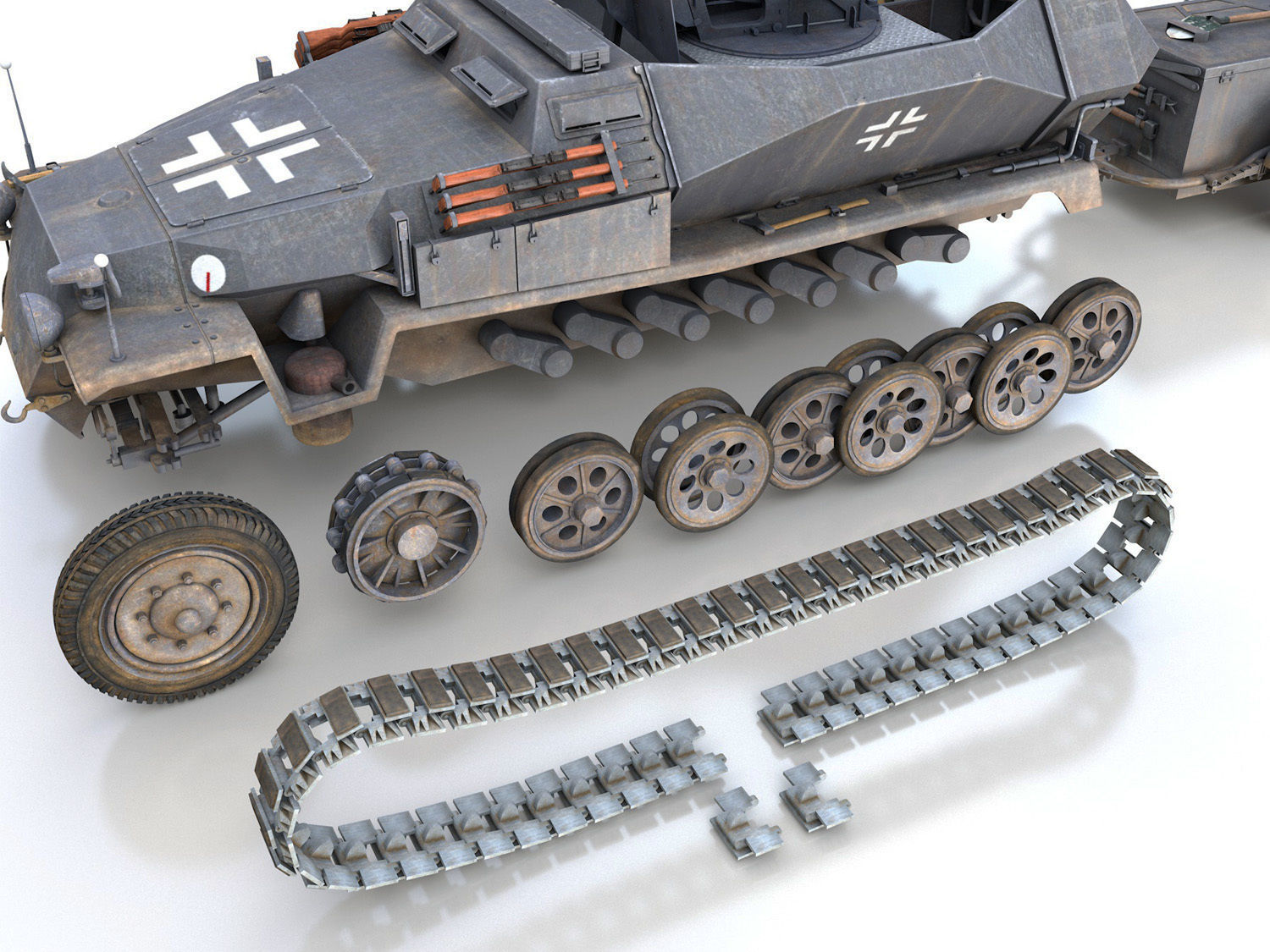 SDKFZ 251 Ausf C - Hanomag Anti-aircraft vehicle - FRHG 3D model_11