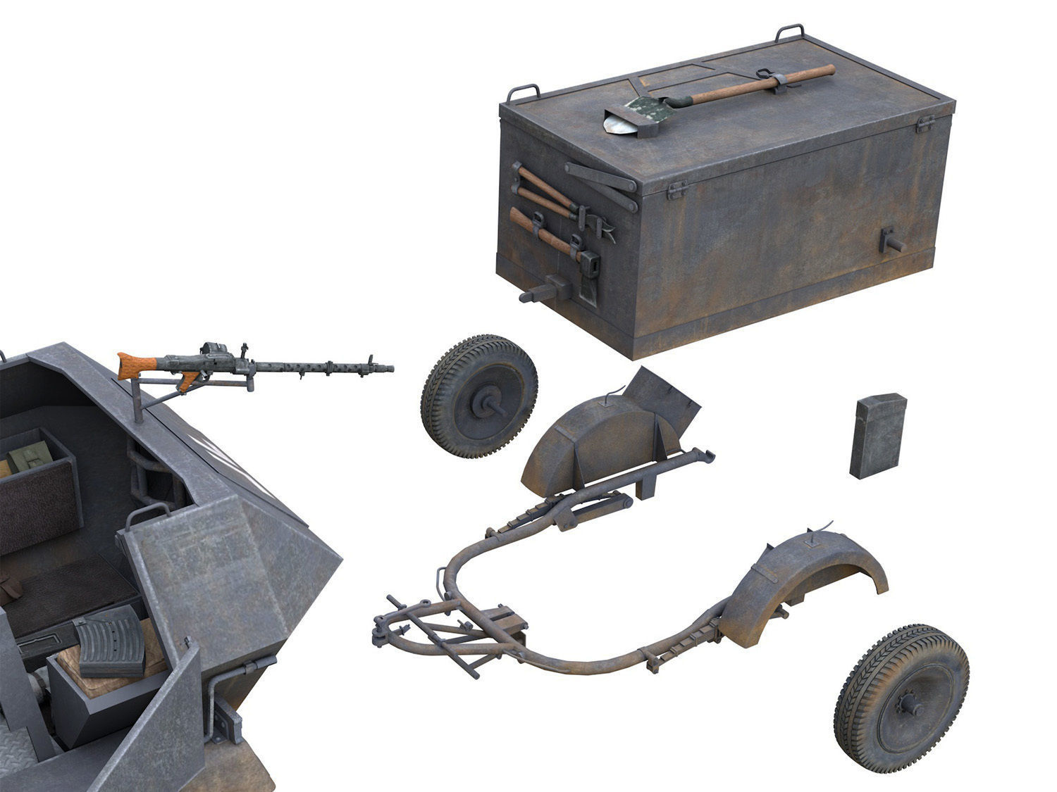 SDKFZ 251 Ausf C - Hanomag Anti-aircraft vehicle - FRHG 3D model_12