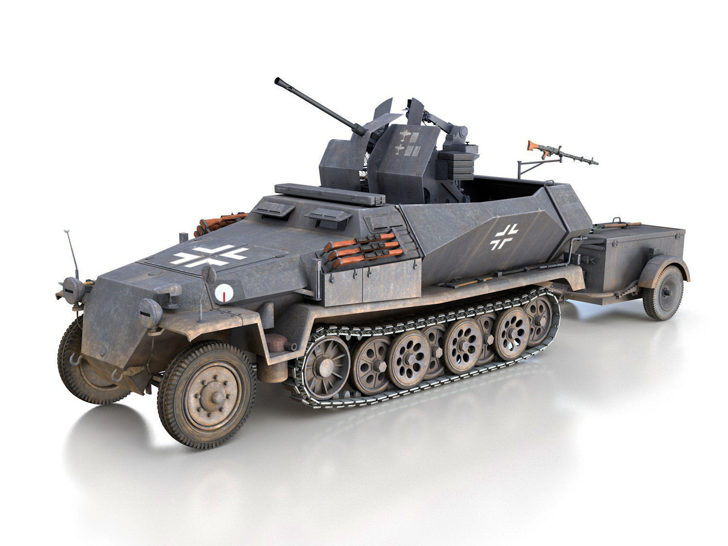 SDKFZ 251 Ausf C - Hanomag Anti-aircraft vehicle - FRHG 3D model_2