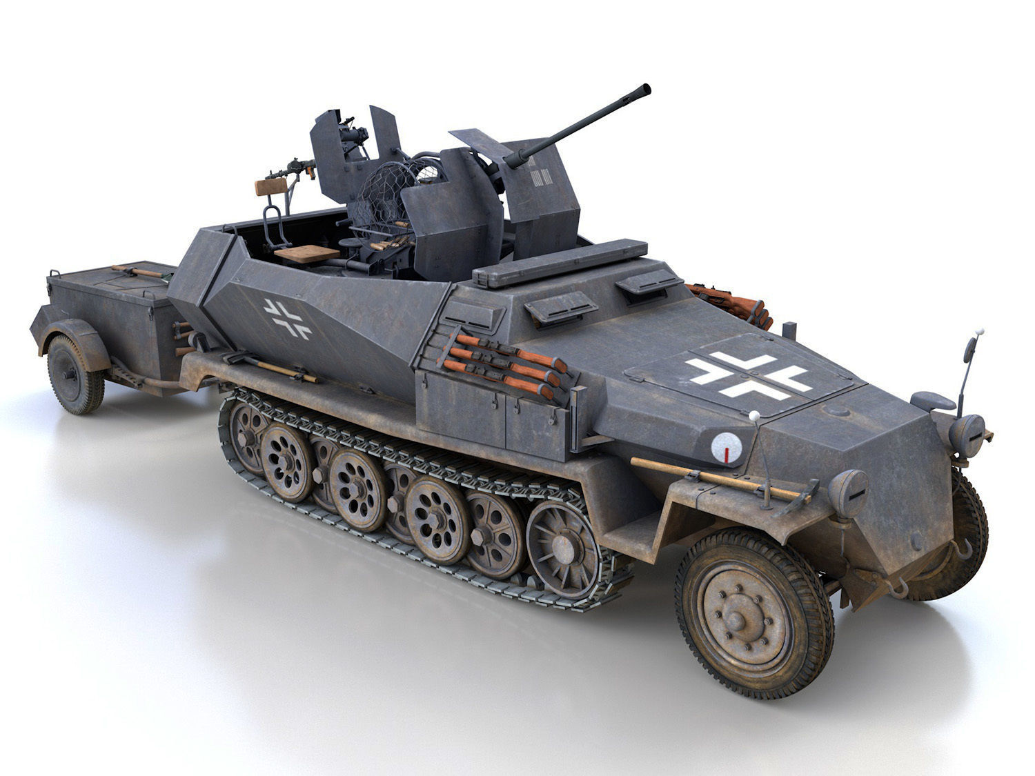 SDKFZ 251 Ausf C - Hanomag Anti-aircraft vehicle - FRHG 3D model_1