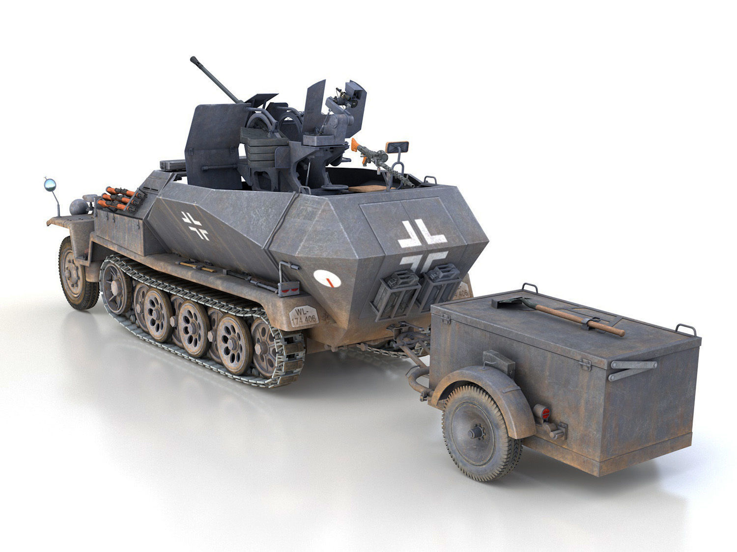 SDKFZ 251 Ausf C - Hanomag Anti-aircraft vehicle - FRHG 3D model_3