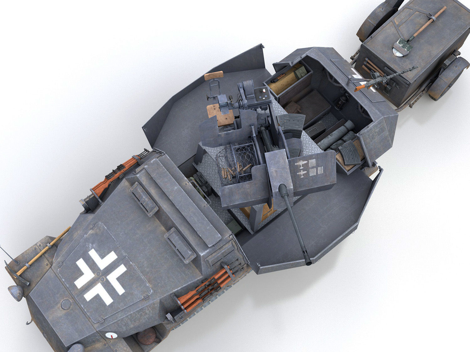 SDKFZ 251 Ausf C - Hanomag Anti-aircraft vehicle - FRHG 3D model_7