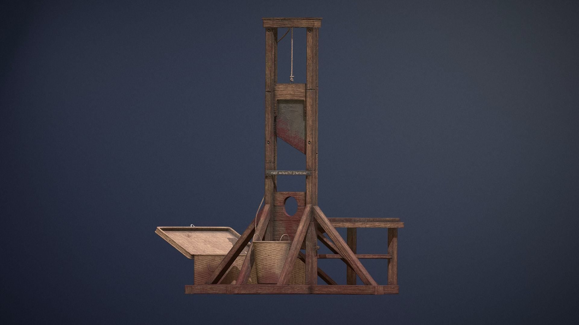 Guillotine game-ready asset Free low-poly 3D model_8