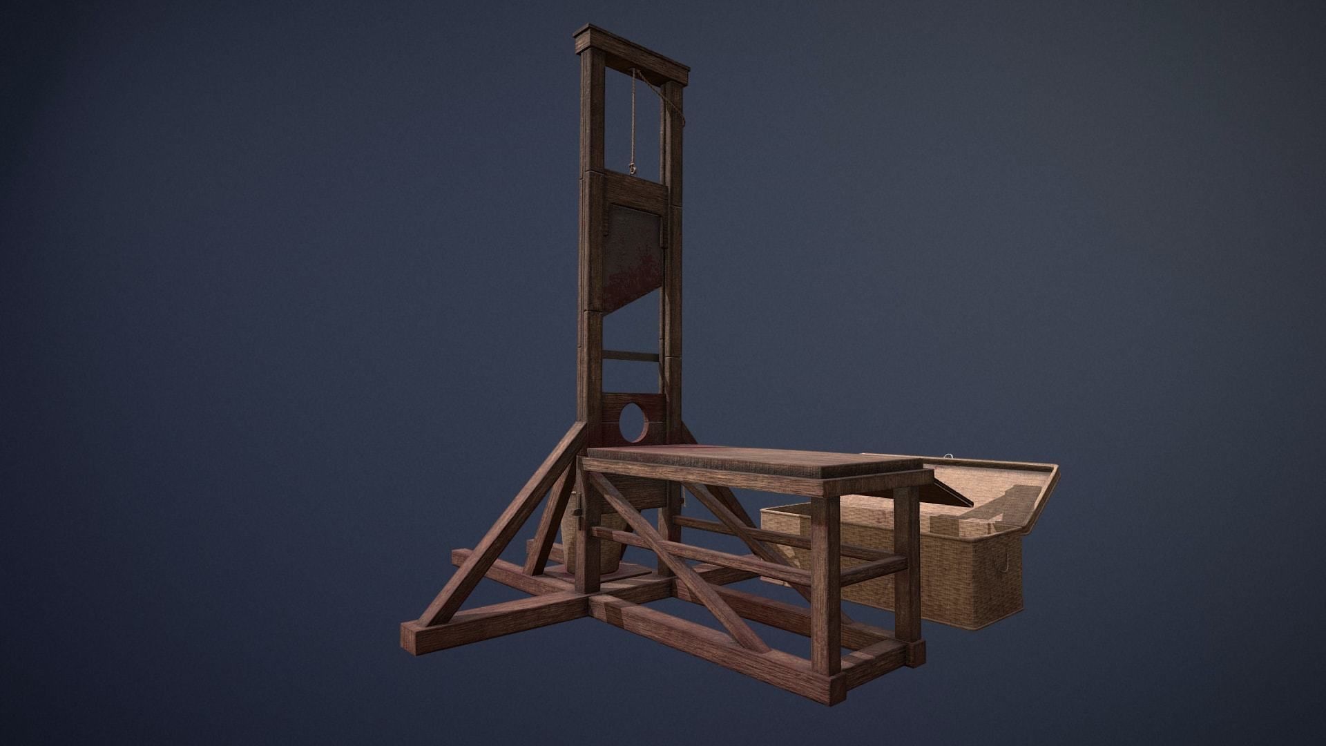 Guillotine game-ready asset Free low-poly 3D model_3