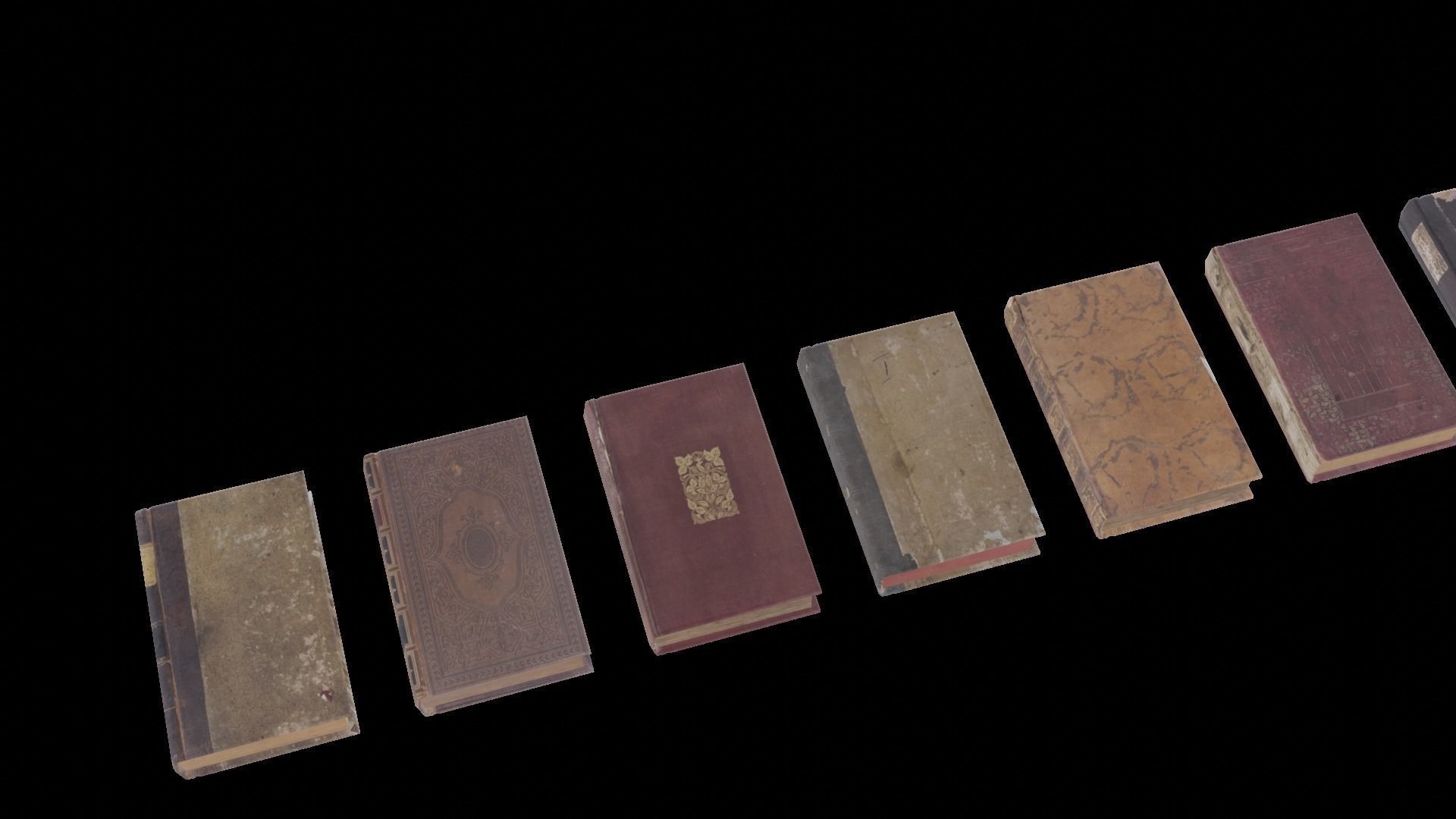 Old Antique Books Low-poly 3D model_10