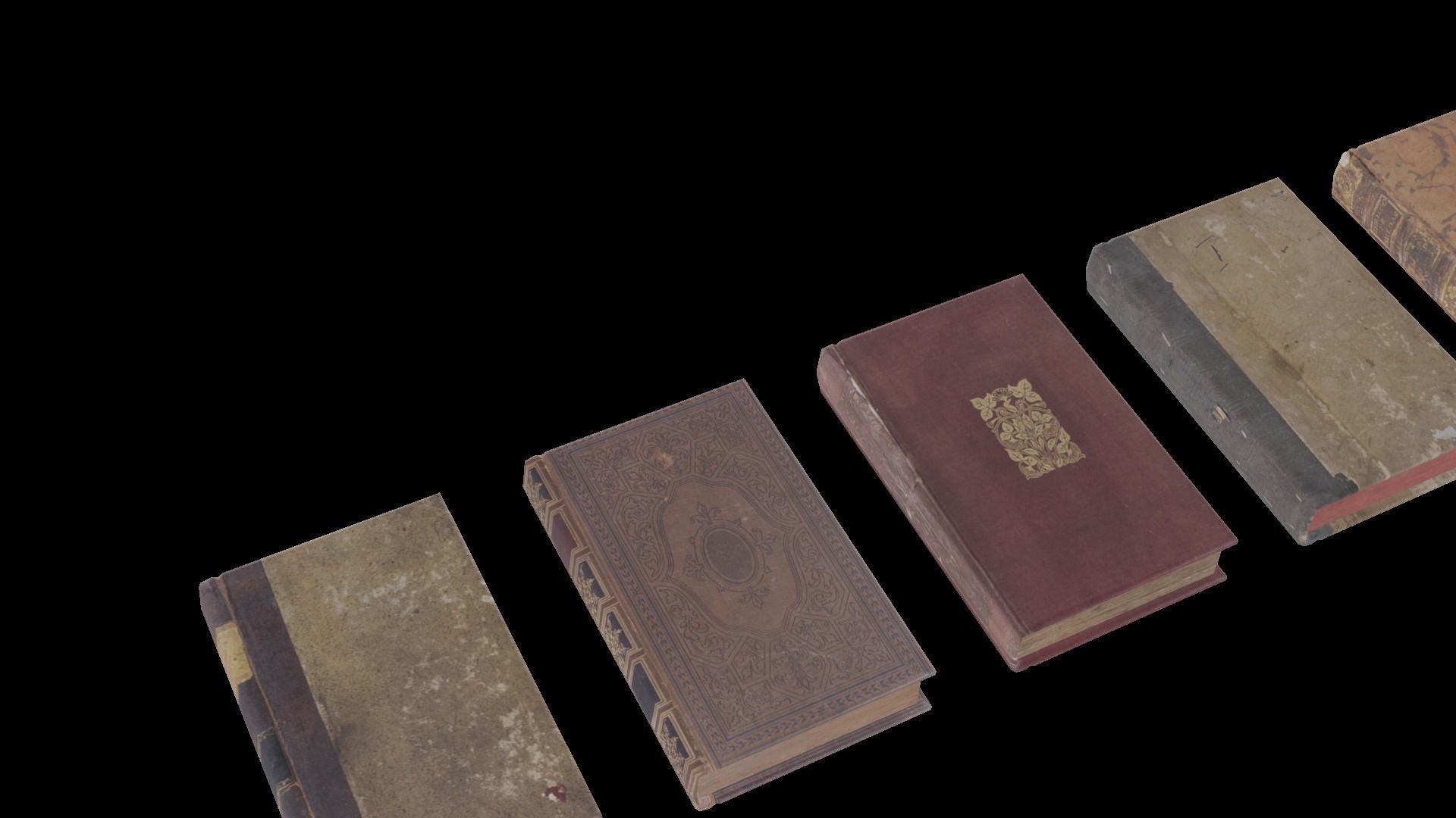 Old Antique Books Low-poly 3D model_8