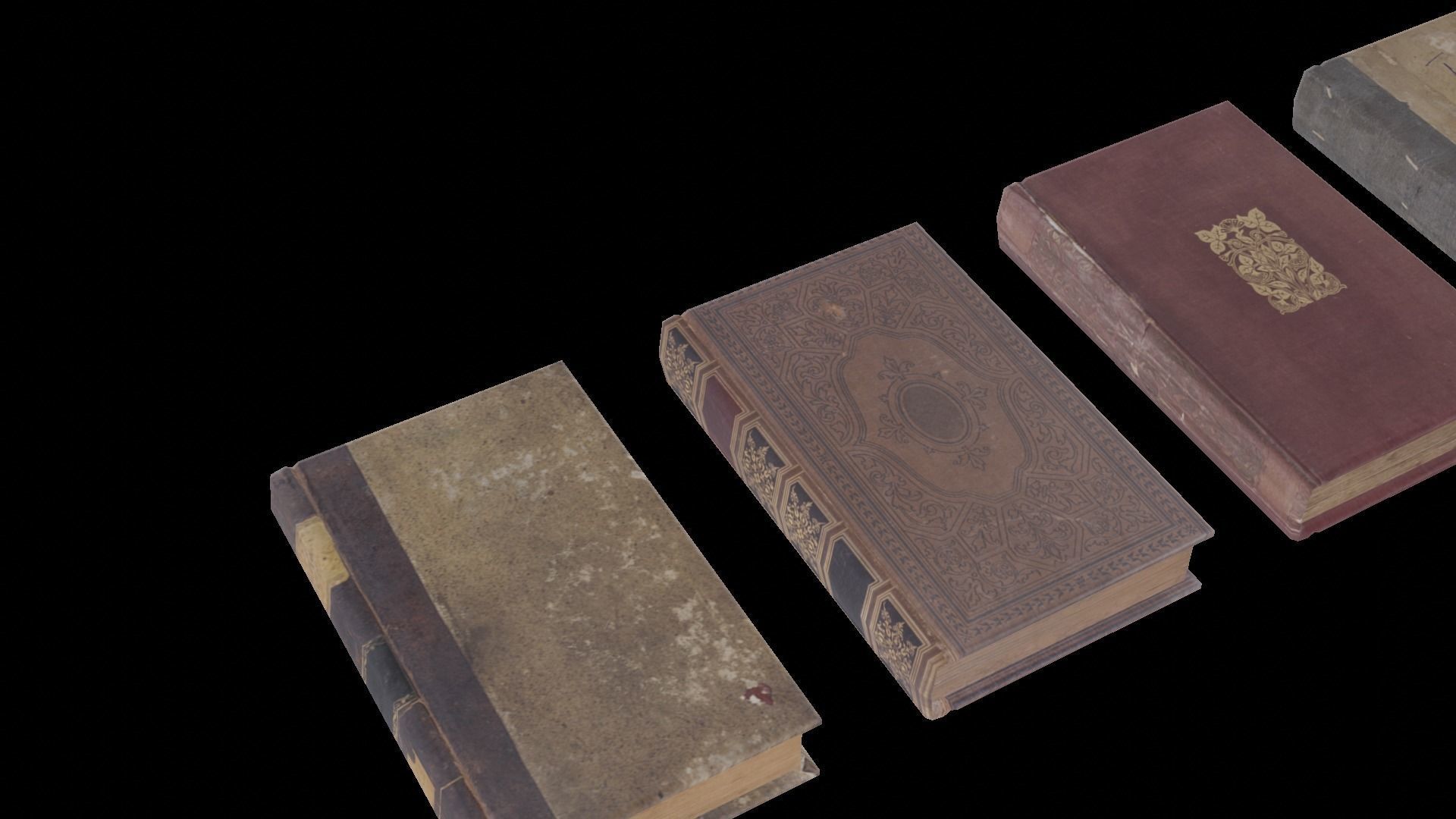 Old Antique Books Low-poly 3D model_7