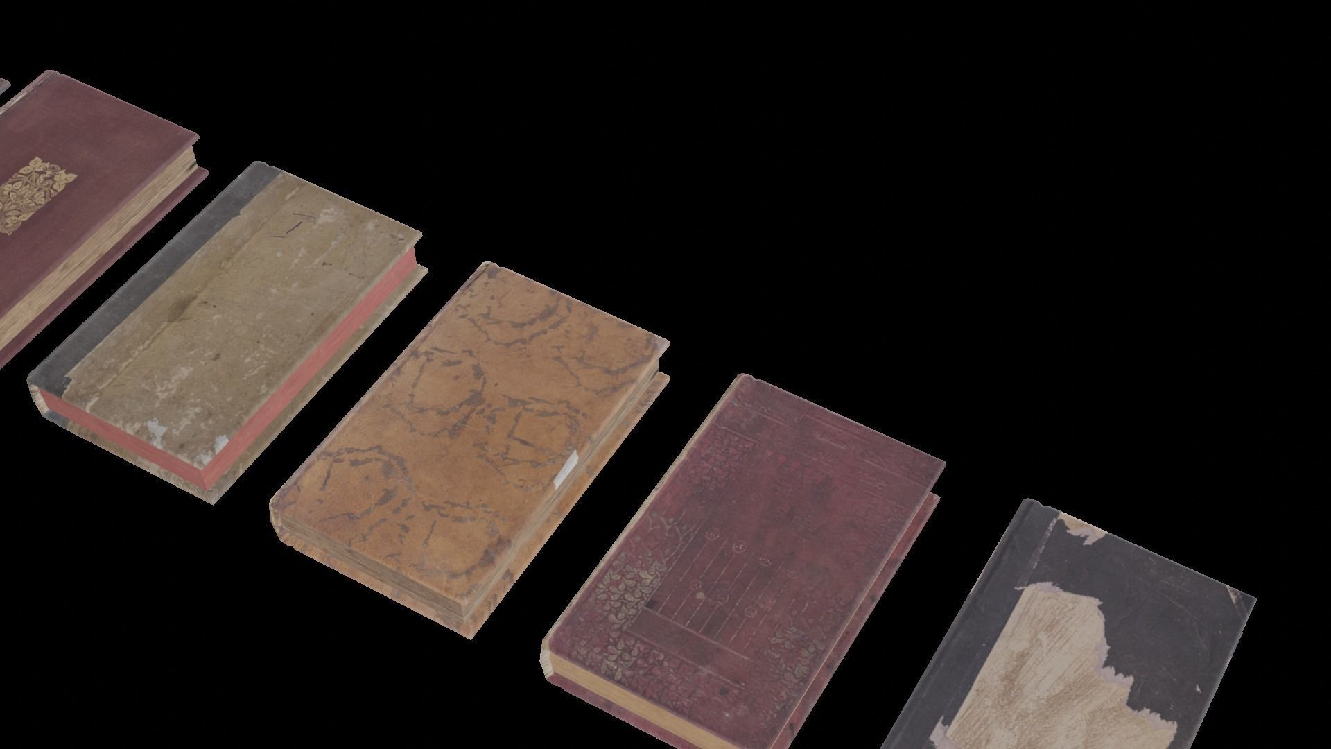 Old Antique Books Low-poly 3D model_16