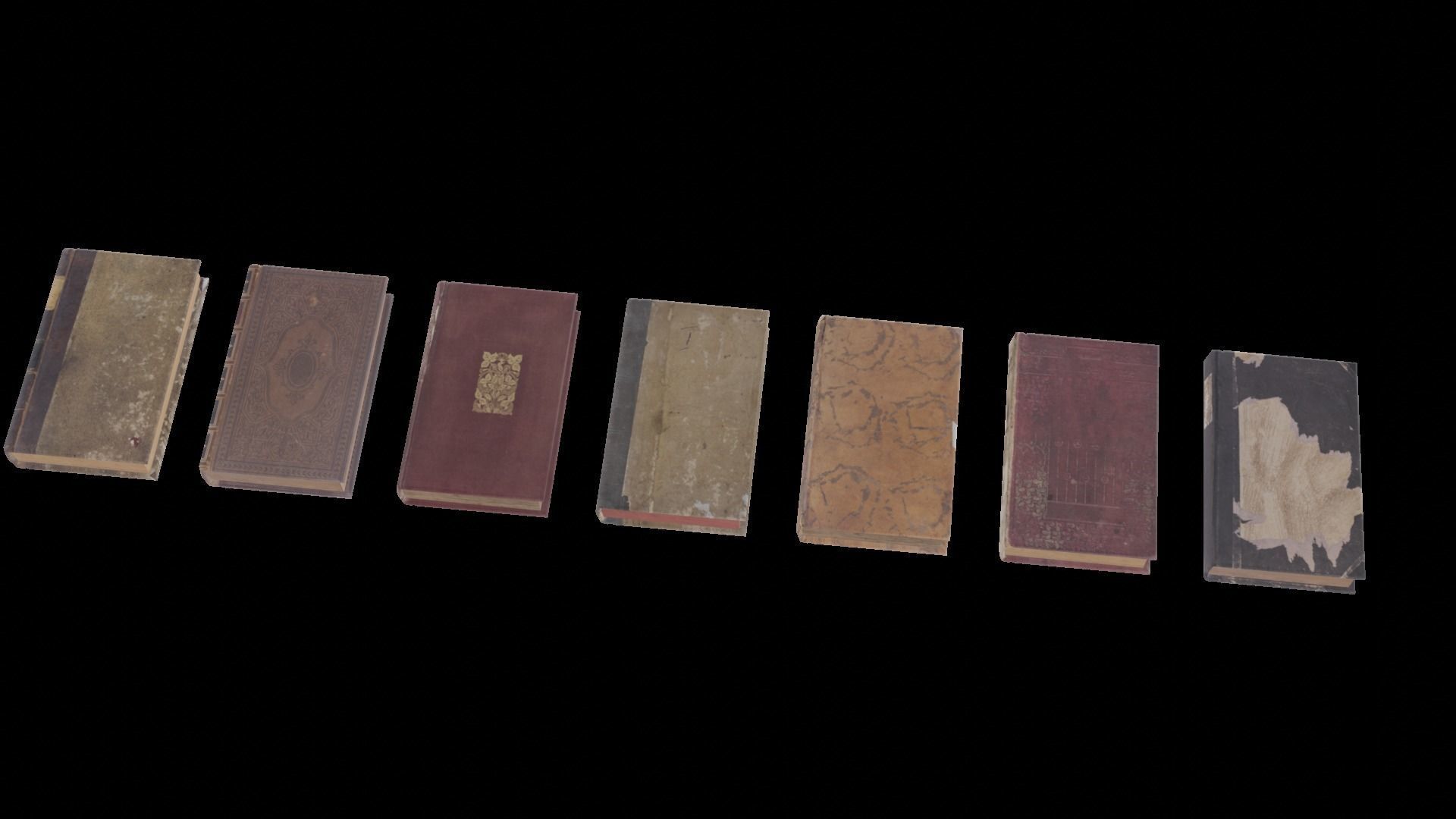 Old Antique Books Low-poly 3D model_13