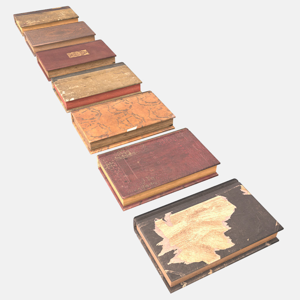 Old Antique Books Low-poly 3D model_1