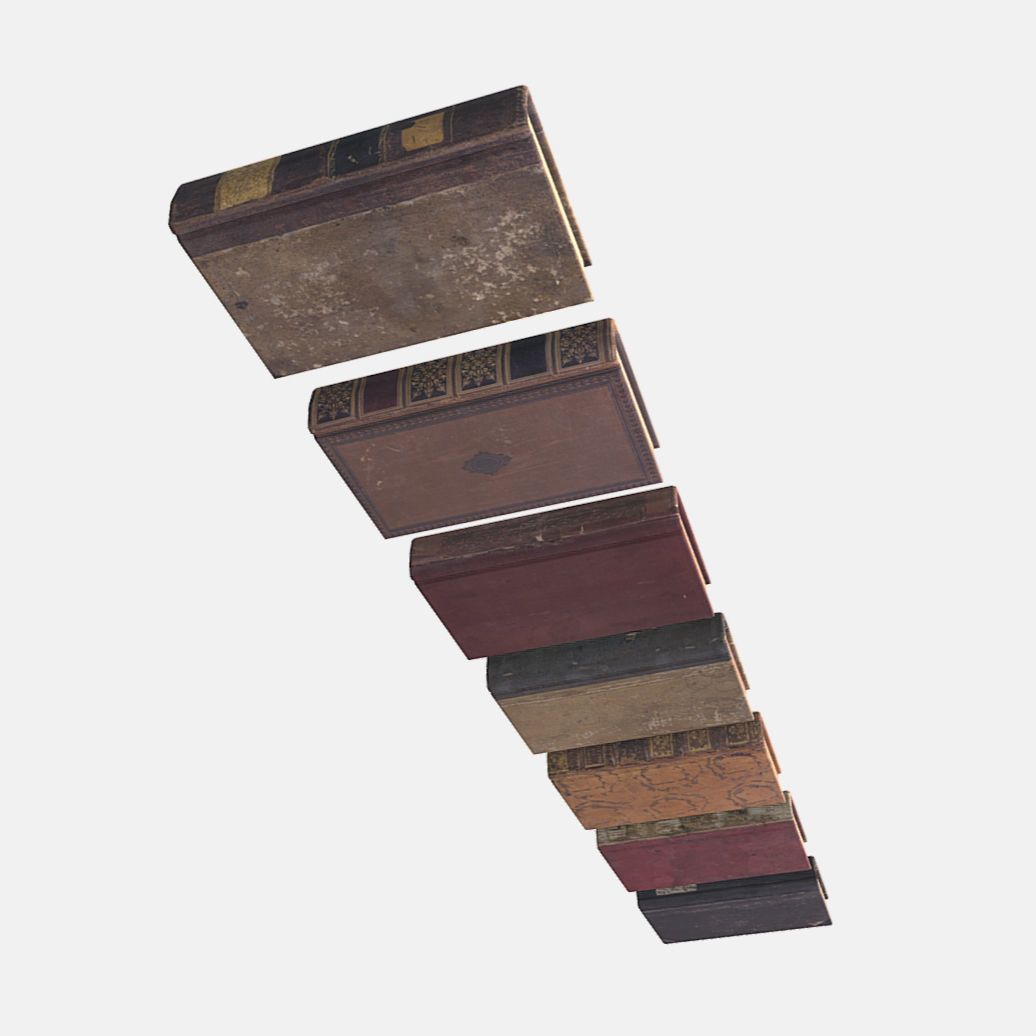 Old Antique Books Low-poly 3D model_2