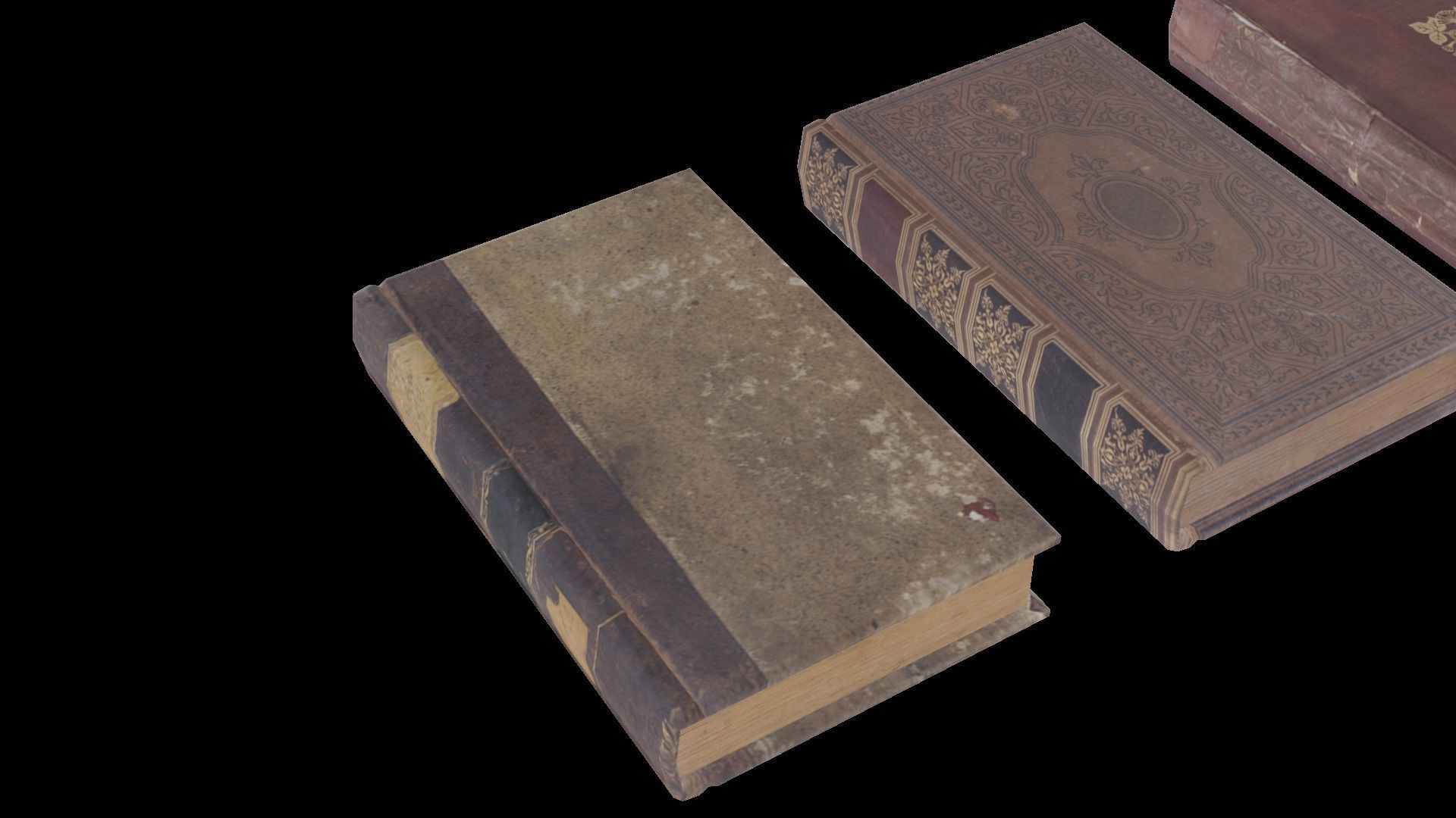 Old Antique Books Low-poly 3D model_6