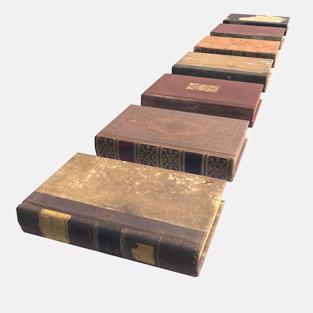 Old Antique Books Low-poly 3D model_0