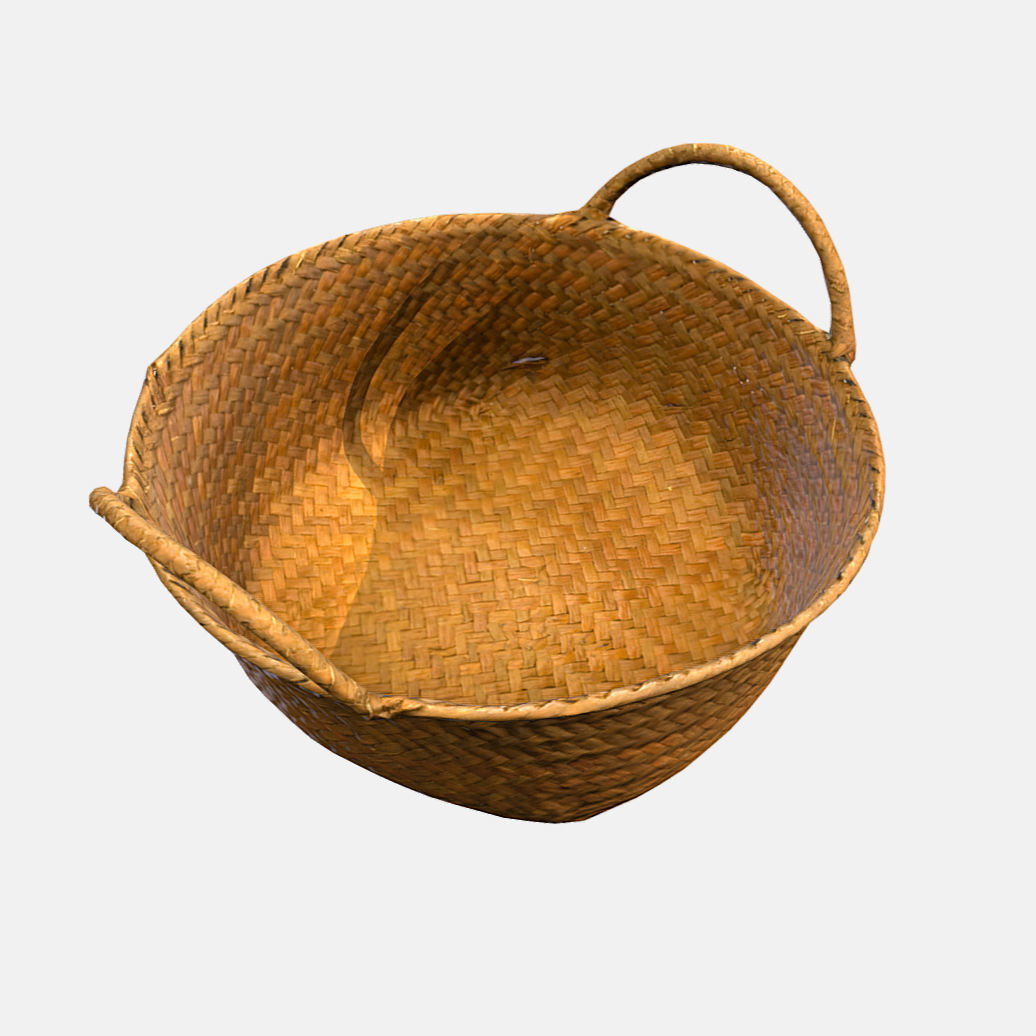Basket Rattan Low-poly 3D model_2
