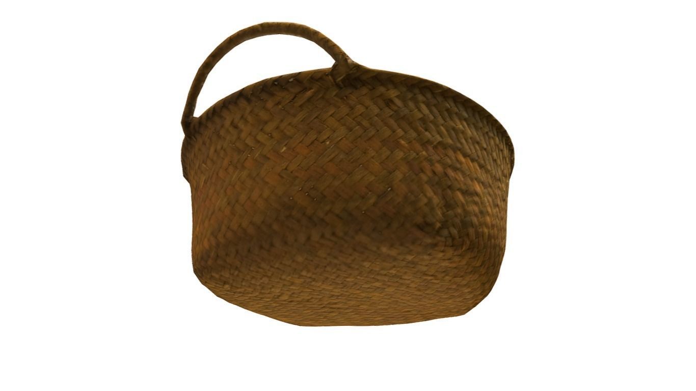 Basket Rattan Low-poly 3D model_6