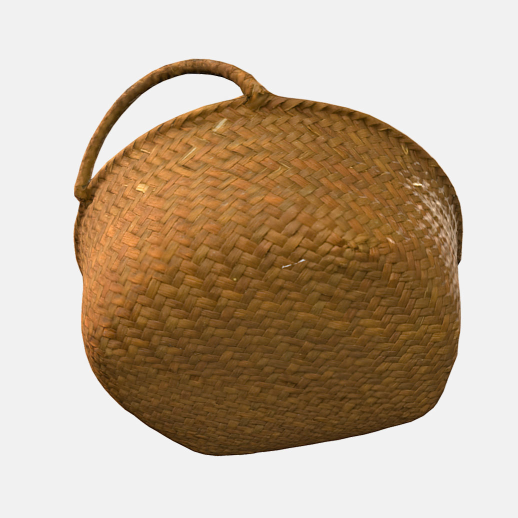 Basket Rattan Low-poly 3D model_1