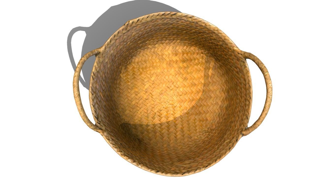Basket Rattan Low-poly 3D model_7