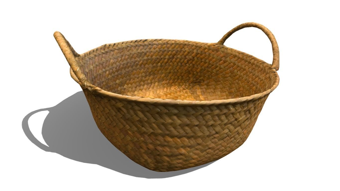 Basket Rattan Low-poly 3D model_8