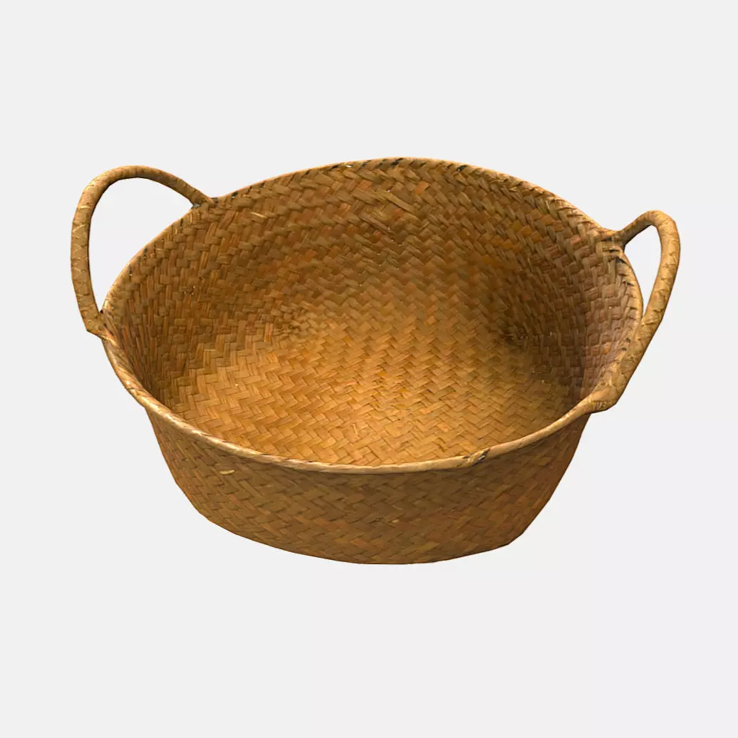 Basket Rattan Low-poly 3D model_0