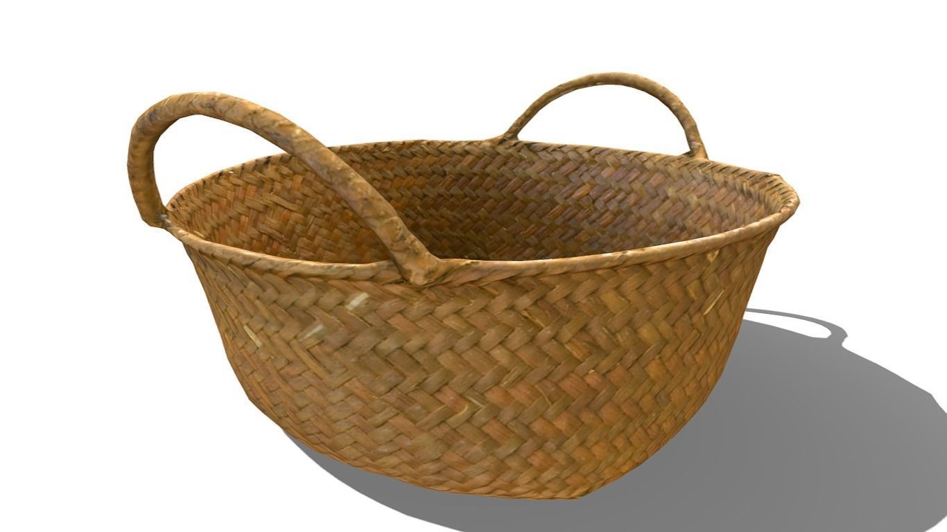 Basket Rattan Low-poly 3D model_11