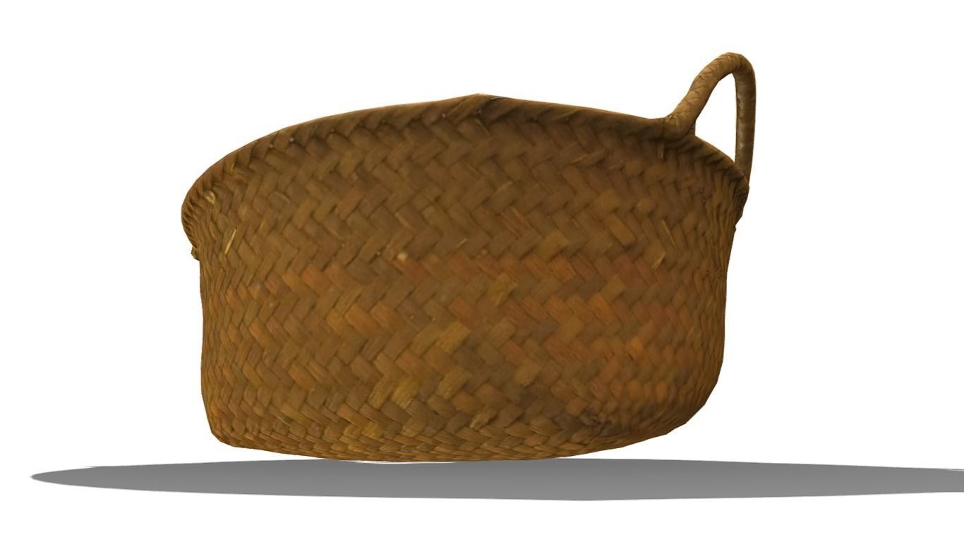 Basket Rattan Low-poly 3D model_14