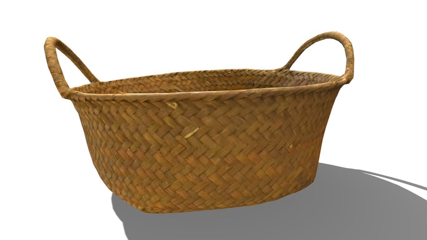Basket Rattan Low-poly 3D model_12