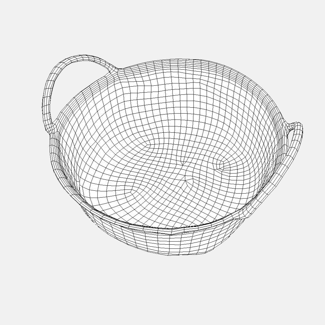 Basket Rattan Low-poly 3D model_4