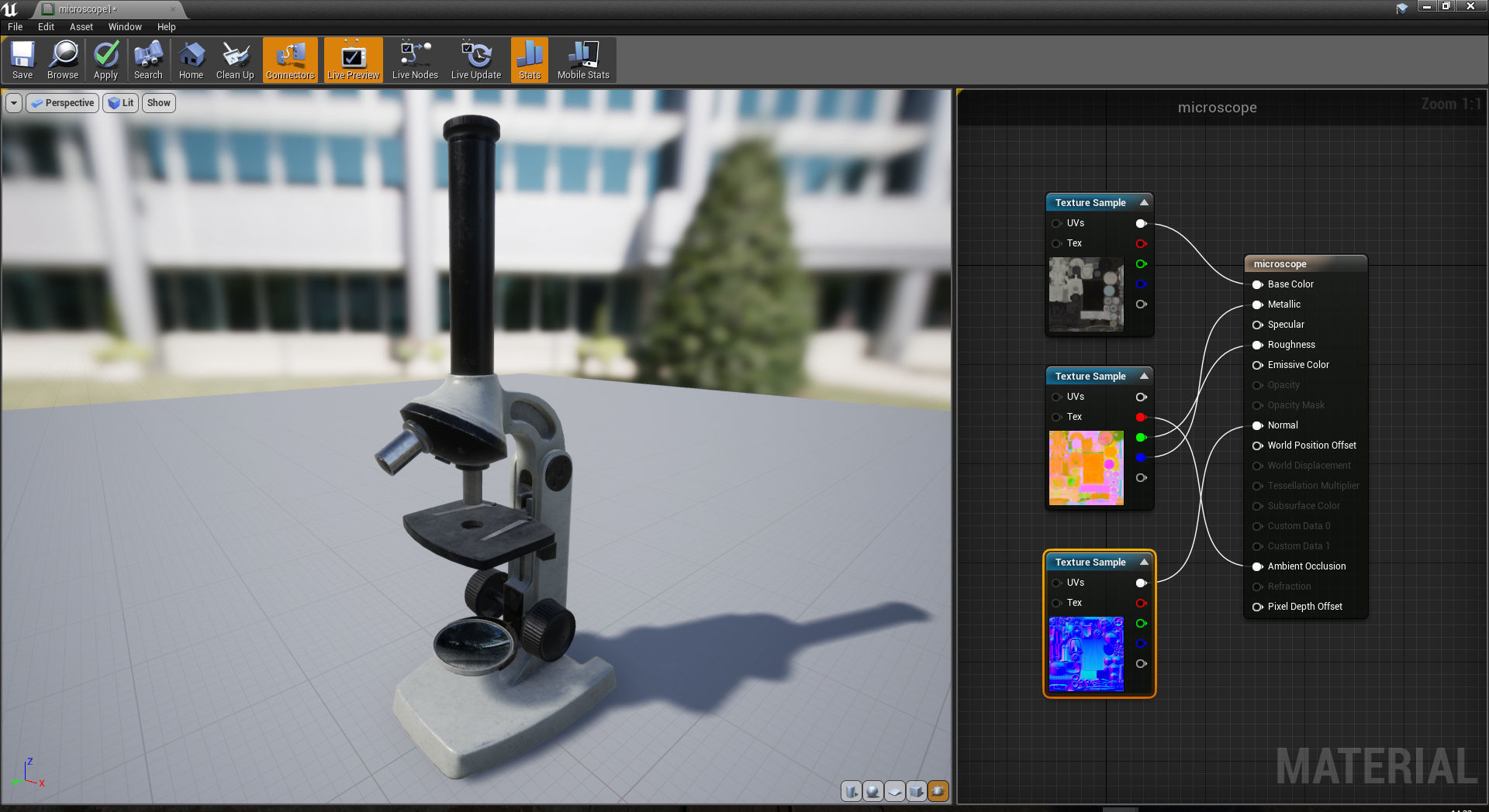 Soviet microscope UM301 Low-poly 3D model_1