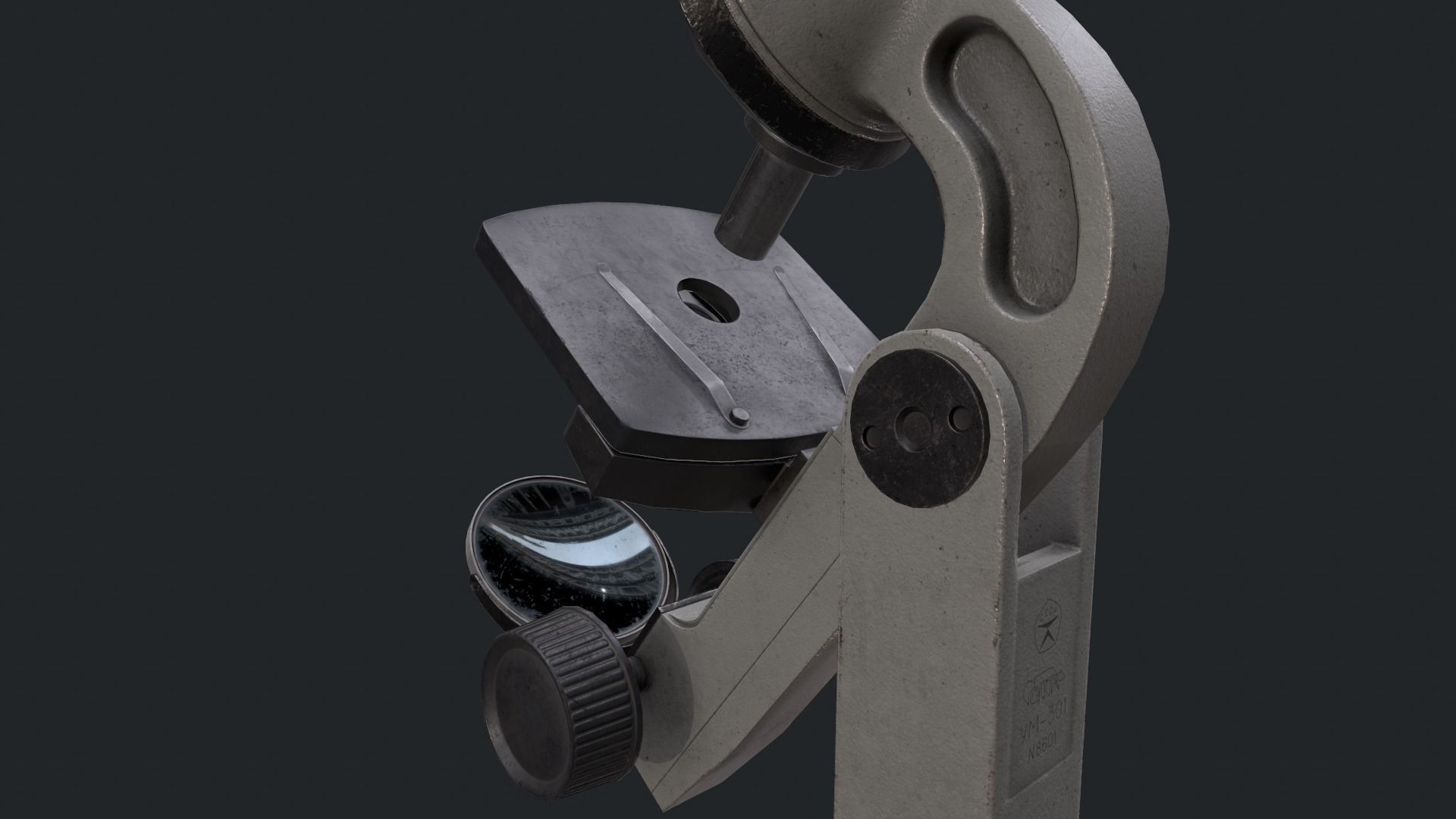 Soviet microscope UM301 Low-poly 3D model_11