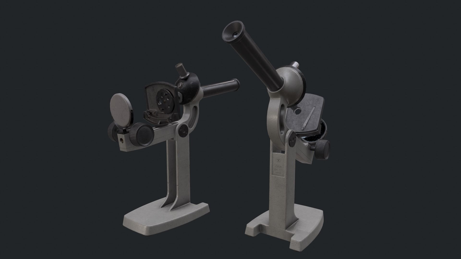 Soviet microscope UM301 Low-poly 3D model_6