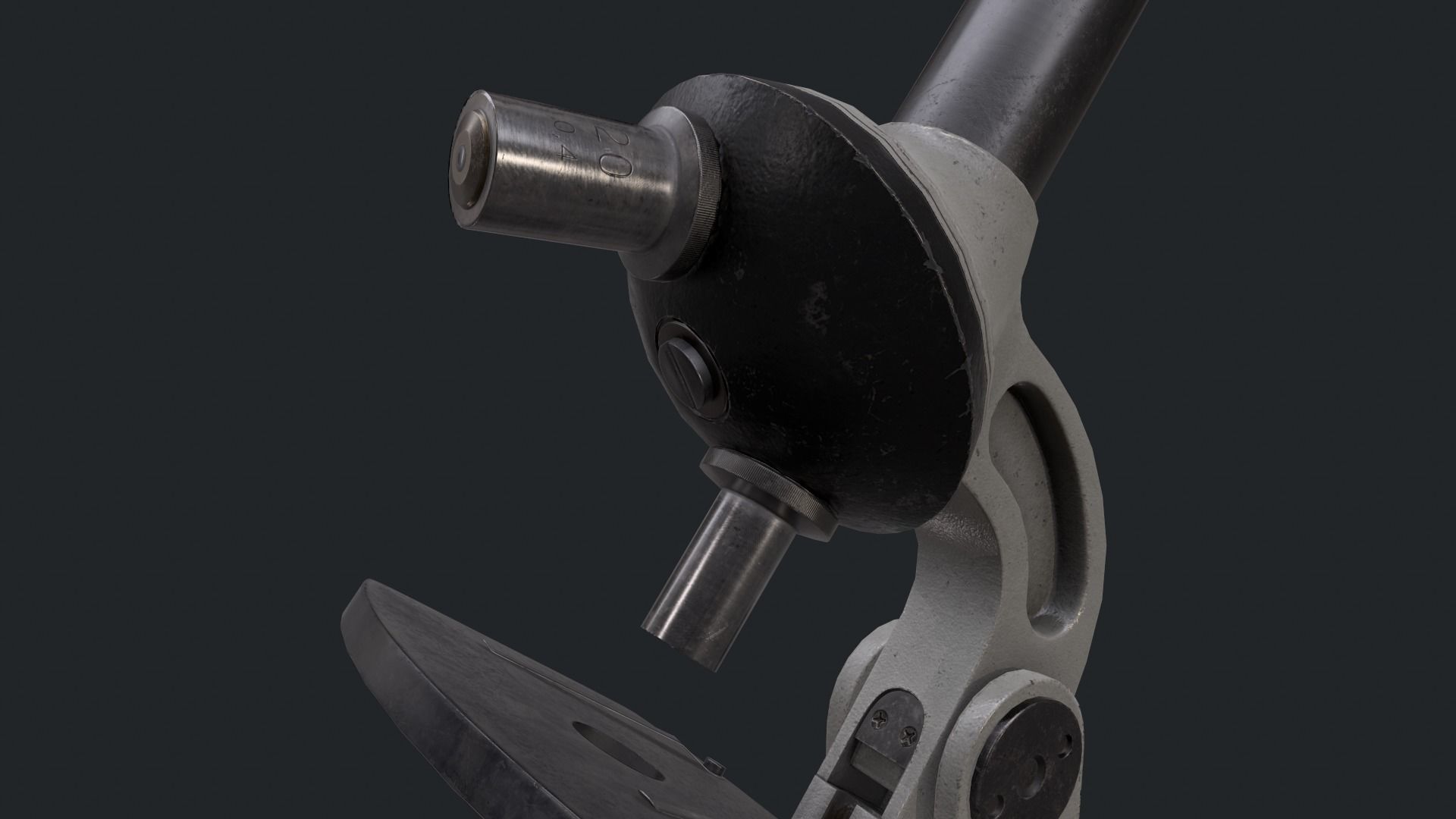 Soviet microscope UM301 Low-poly 3D model_9