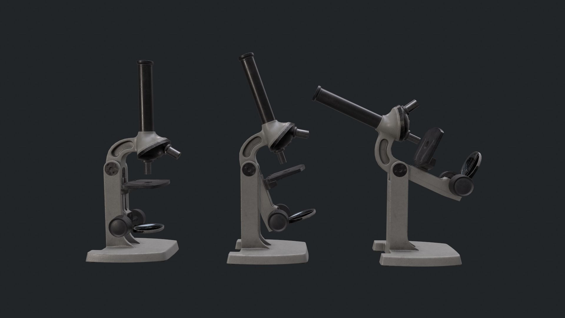 Soviet microscope UM301 Low-poly 3D model_8