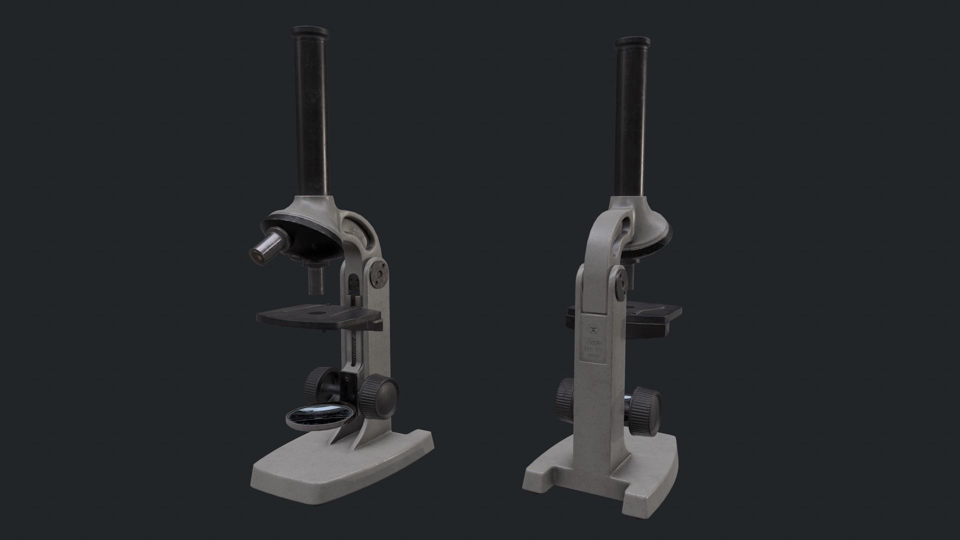 Soviet microscope UM301 Low-poly 3D model_7