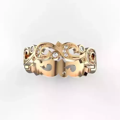 Rose gold wedding band with diamonds