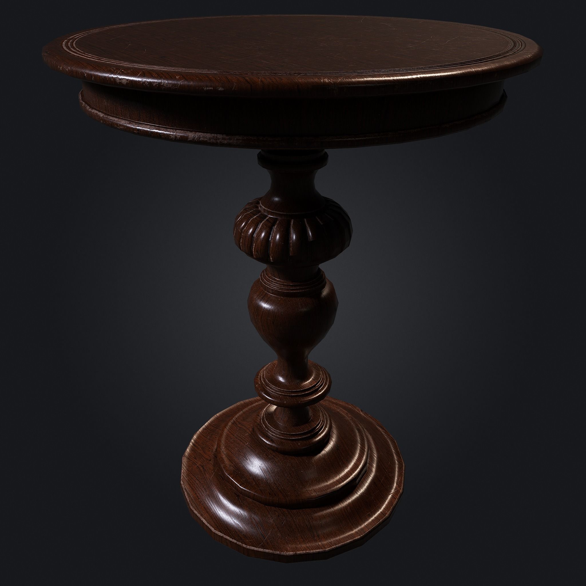 Old Table 001 Low-poly 3D model_3