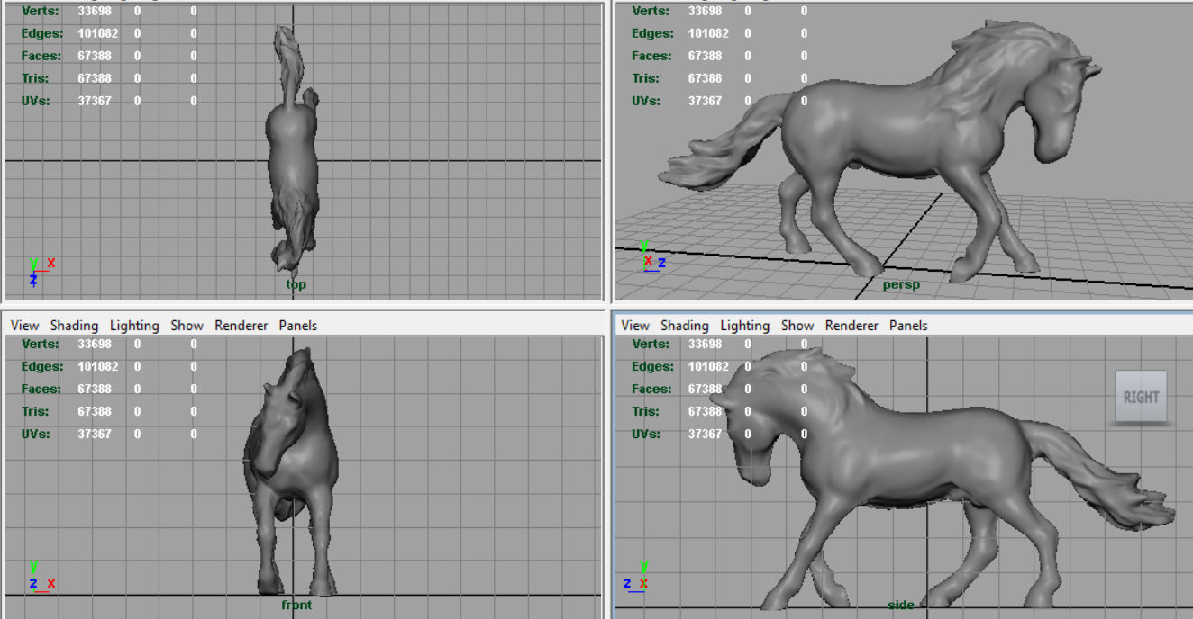 Horse 3 with mane 3D model_5