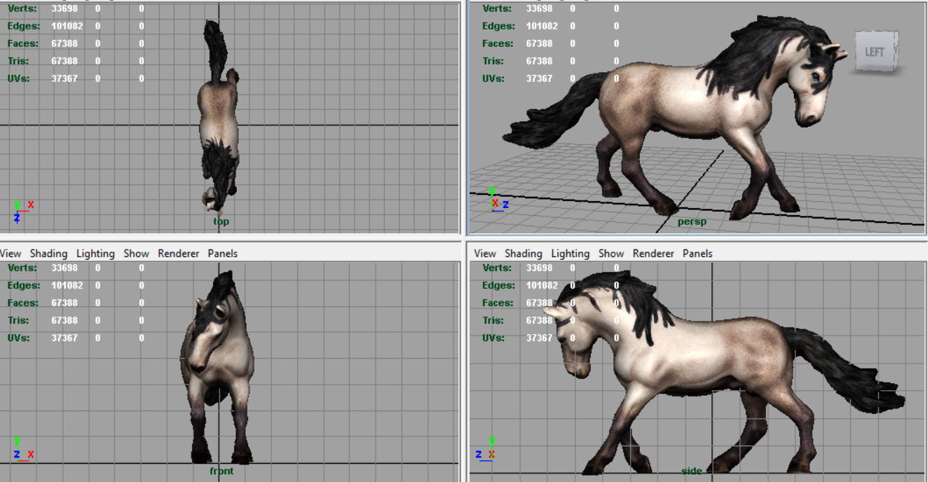 Horse 3 with mane 3D model_6