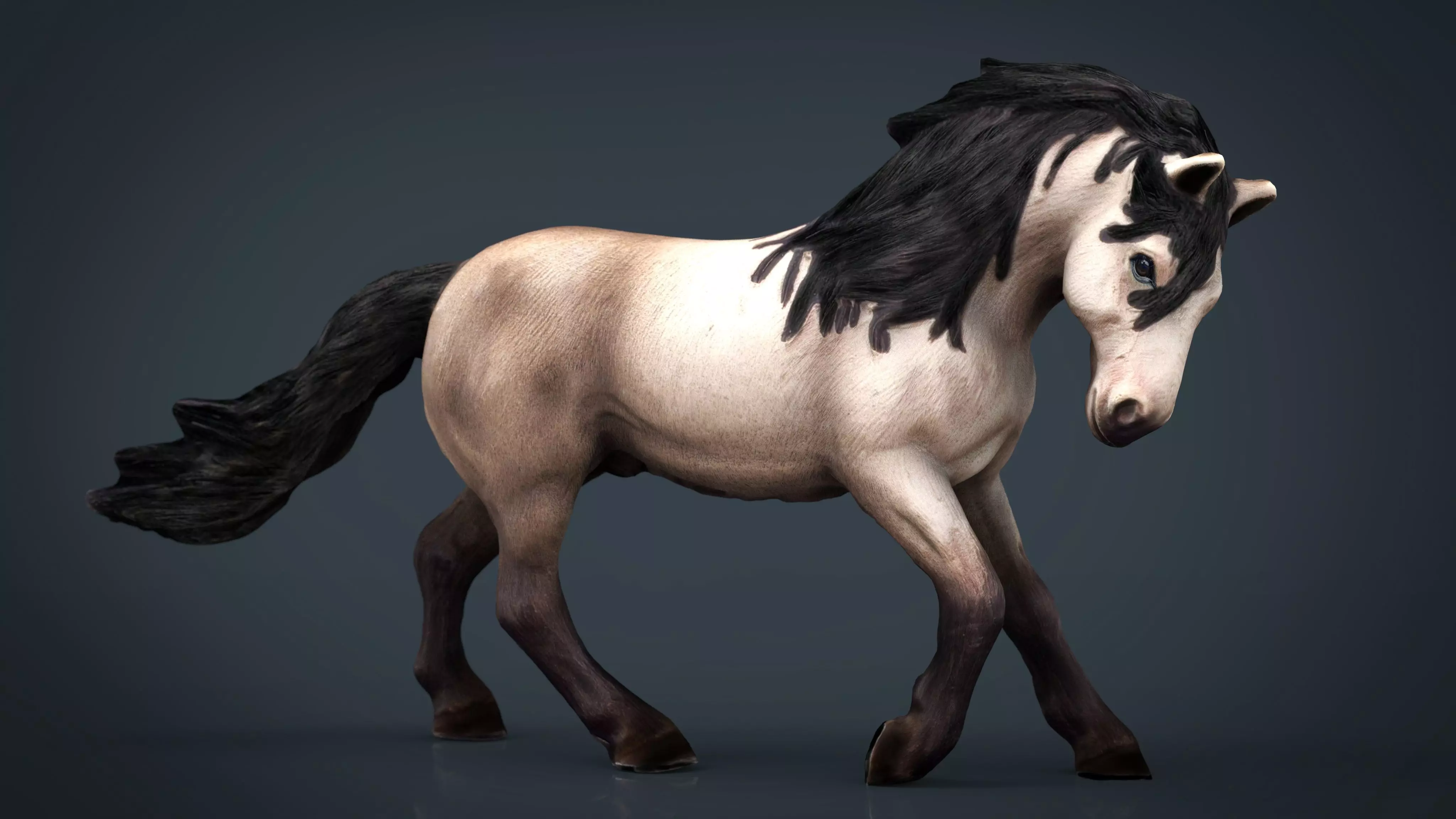 Horse 3 with mane 3D model_0