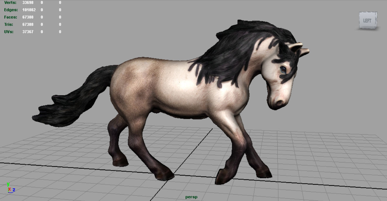 Horse 3 with mane 3D model_2
