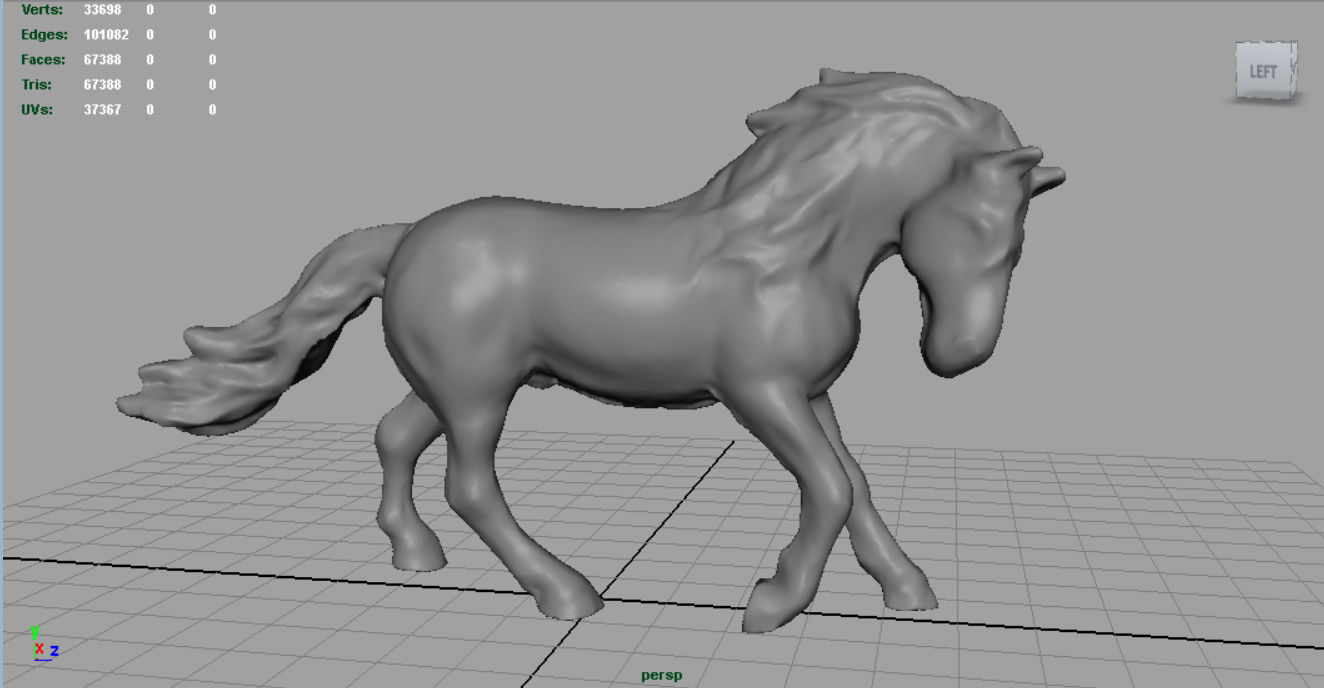 Horse 3 with mane 3D model_3
