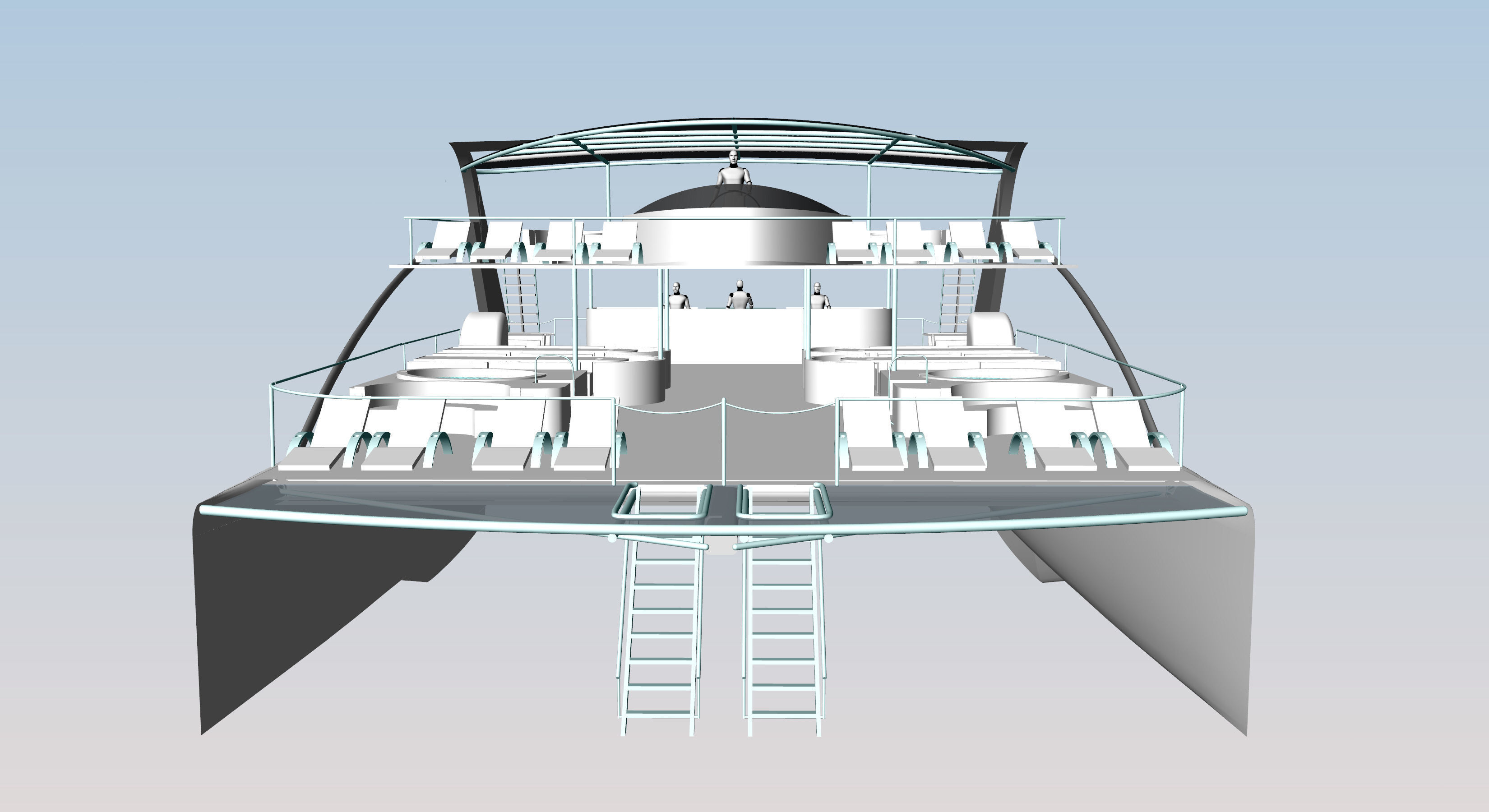 Yacht Catamaran - Tour Boat Low-poly 3D model_1