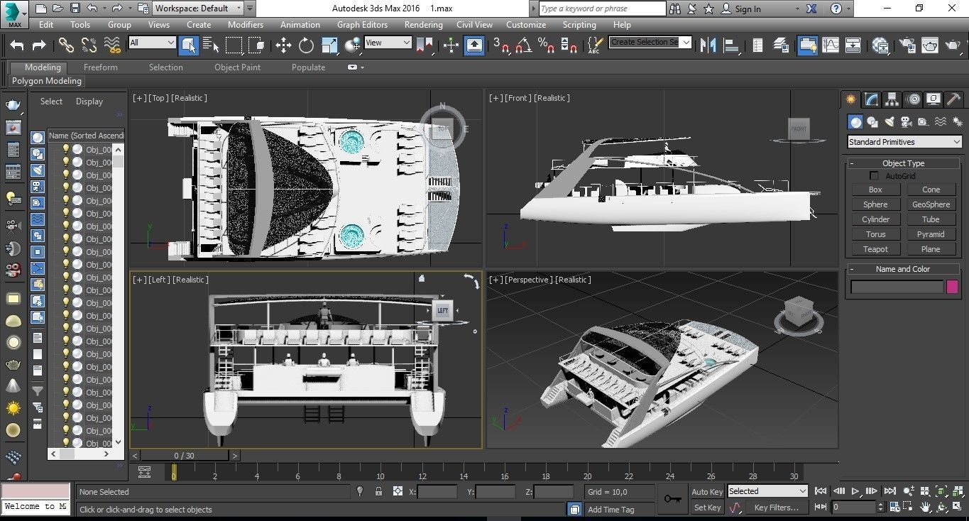 Yacht Catamaran - Tour Boat Low-poly 3D model_7