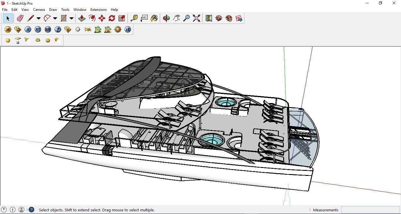Yacht Catamaran - Tour Boat Low-poly 3D model_17