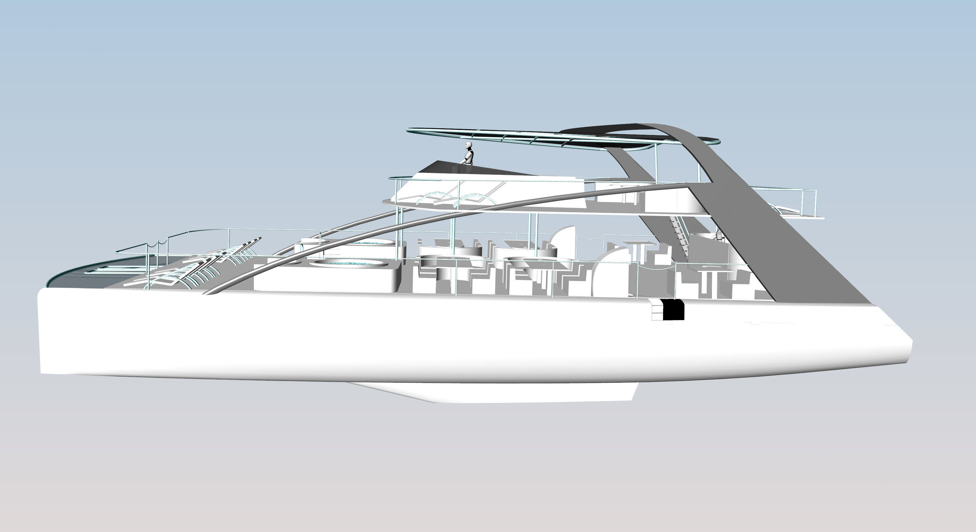 Yacht Catamaran - Tour Boat Low-poly 3D model_2