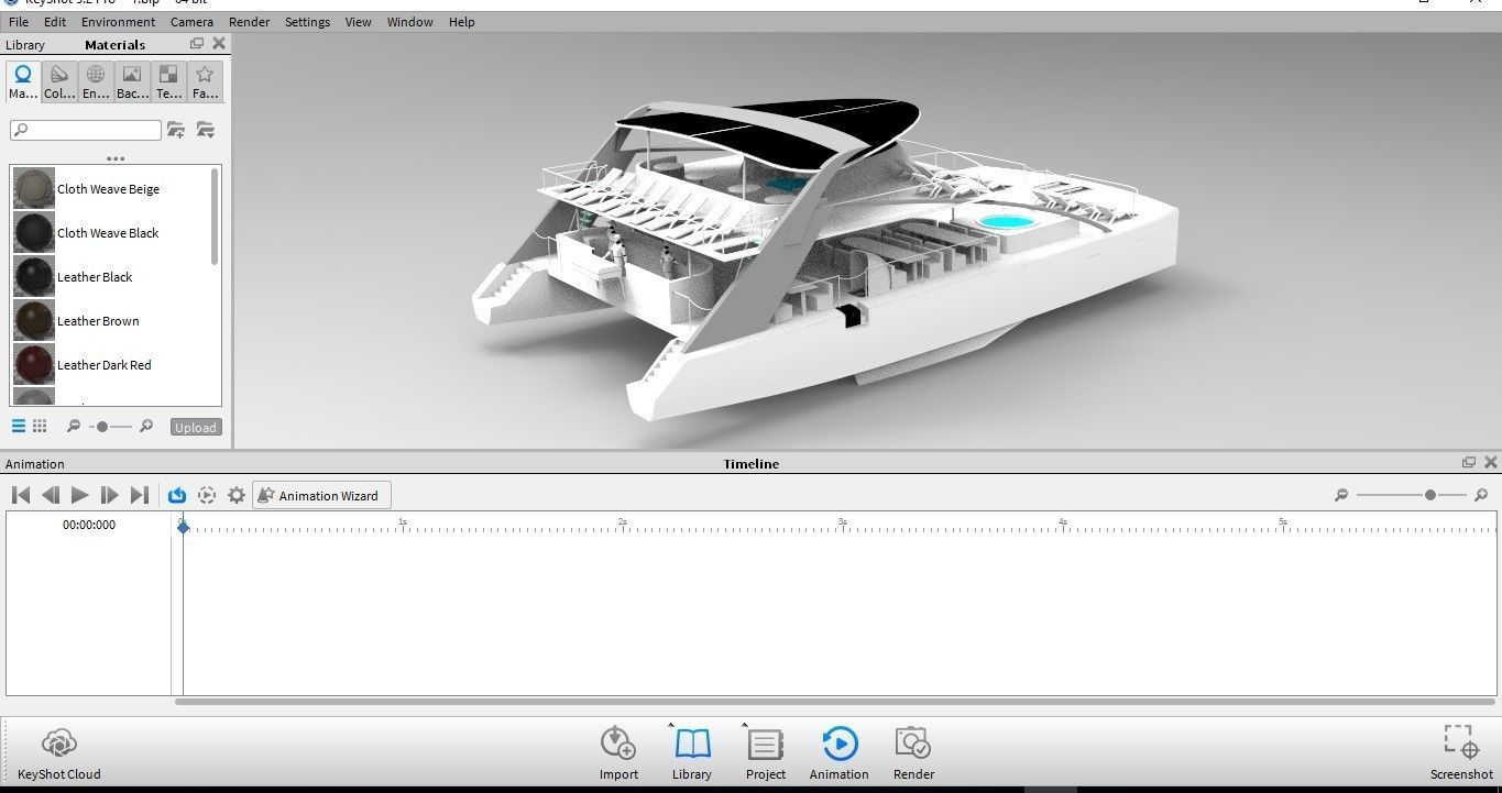 Yacht Catamaran - Tour Boat Low-poly 3D model_14