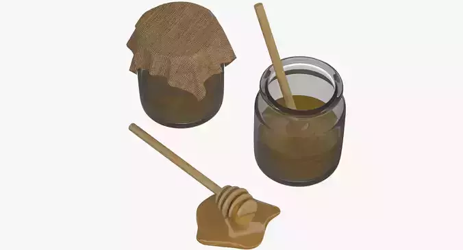 Honey in a pot and Wood Honey Dipper