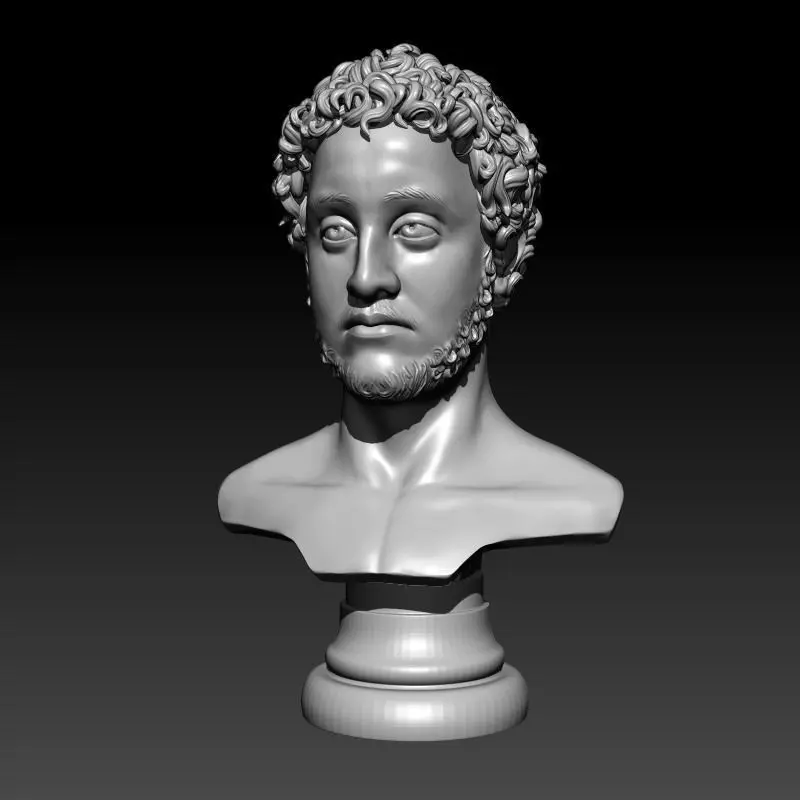 Commodus bust of man with curly hair 3D print model_0